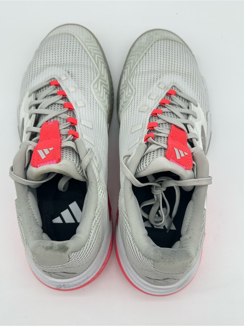 adidas Barricade Light Gray and Coral Court Shoes - Picture 5 of 10